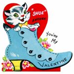 Kitten In Shoe Valentine, Vintage Valentine Clip Art, Retro | Printable Old Fashioned Valentine Cards
