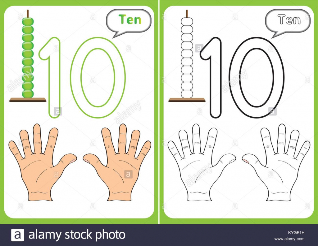 Learning The Numbers 0-10, Flash Cards, Educational Preschool Stock | Printable Abacus Flash Cards