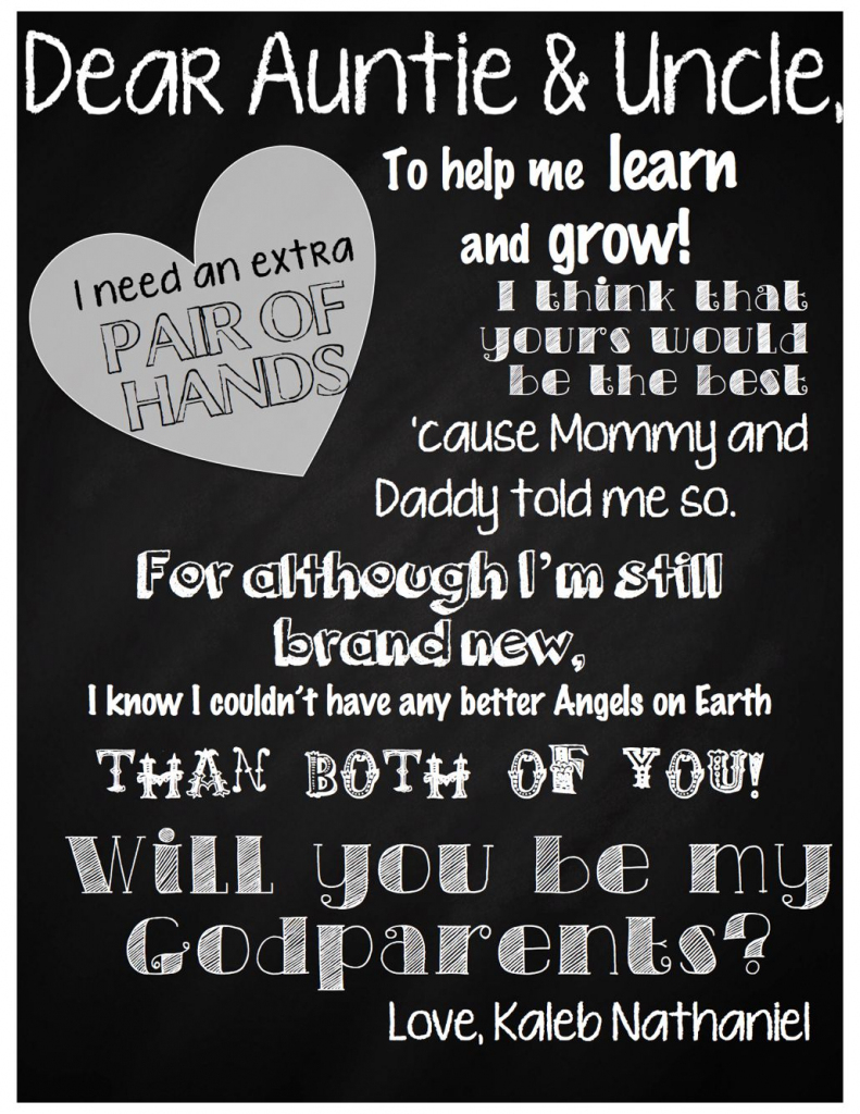 Letter For Godparents, Baptism, Request, Will You Be My Godparents | Will You Be My Godfather Printable Card