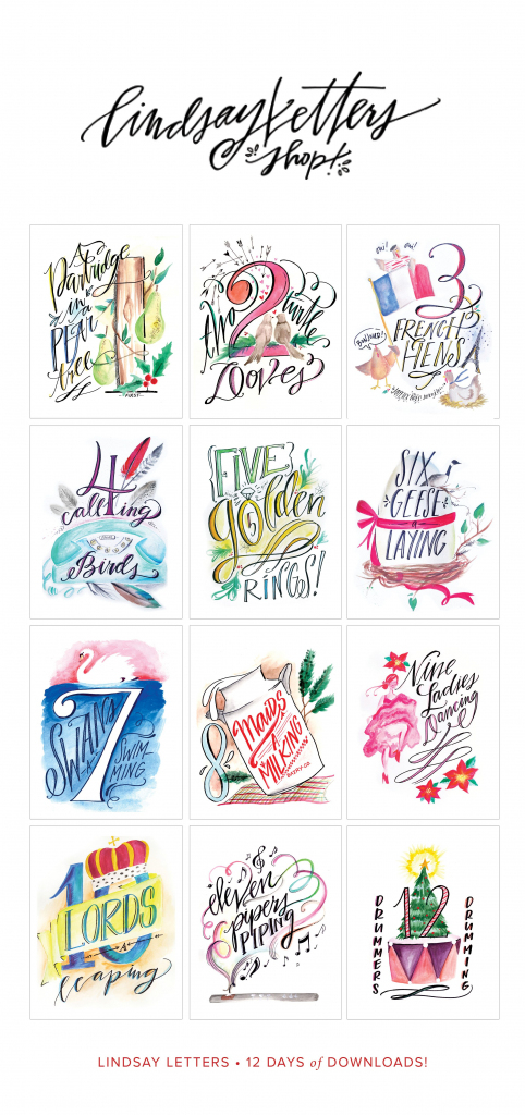 Lindsay Letters 12 Days Of Christmas Printables! | Shop | 12 Days Of Christmas Cards Printable