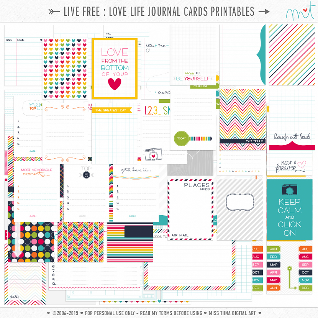 Live Free : Love Life » 73 Free Printable Journal Cards | Misstiina | Free Printable Personal Cards
