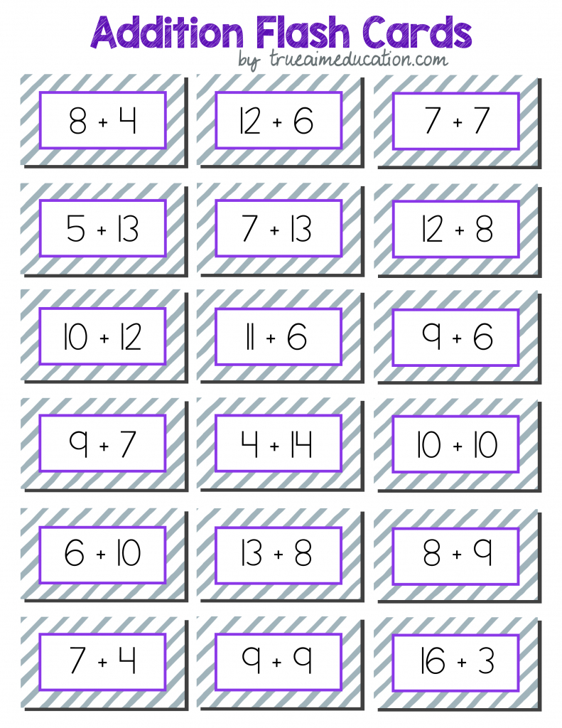 printable 2nd grade math flash cards free