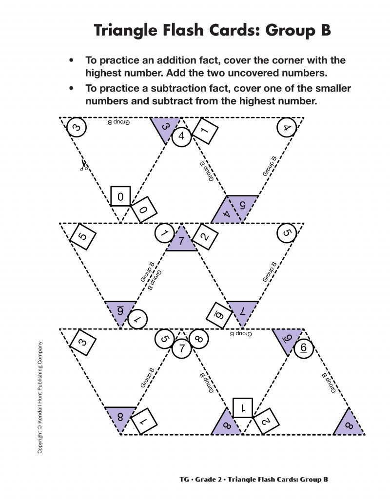 Math Trailblazers | Triangle Flash Cards Addition And Subtraction Printable