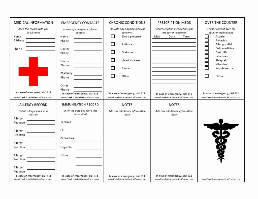 Medical Id Cards Wallet Free Pdf Printable