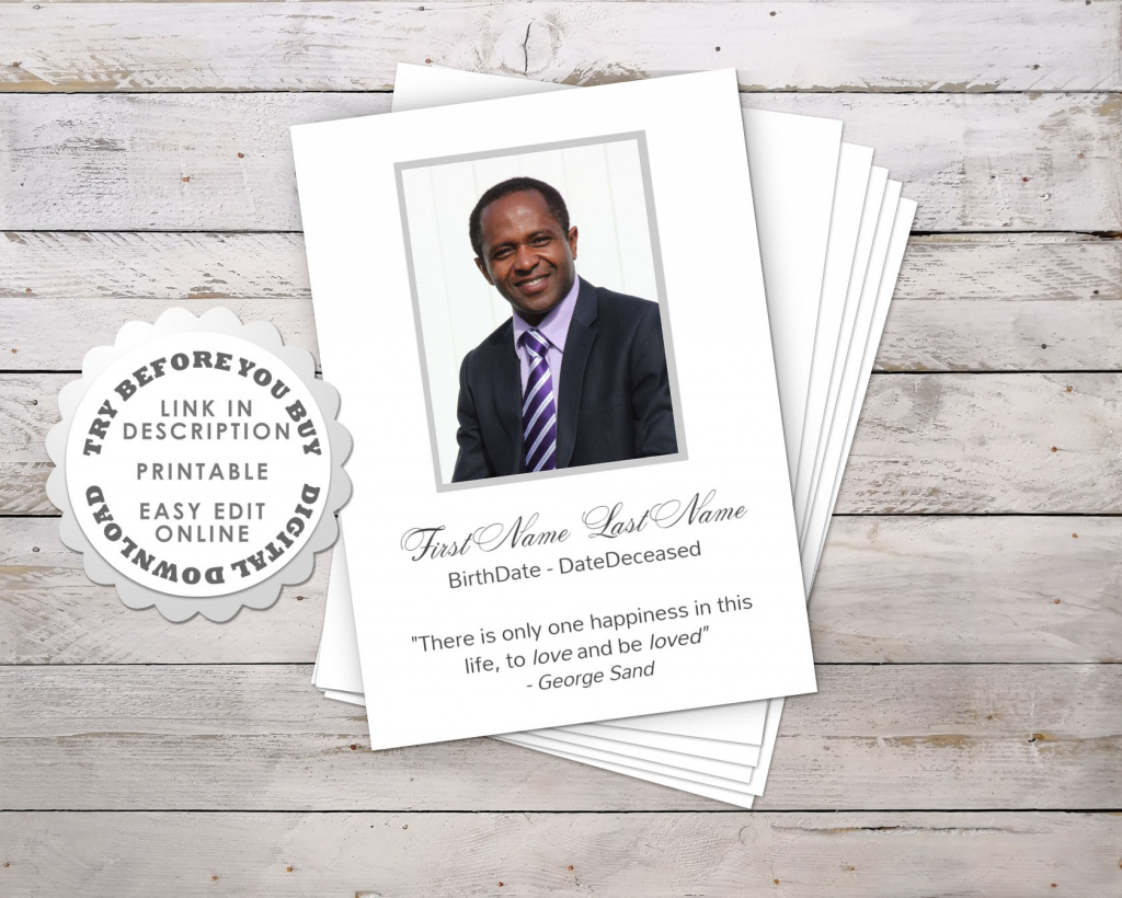 Modern Funeral Prayer Card Template • Funeral Potatoes | Free Printable Funeral Prayer Card Template