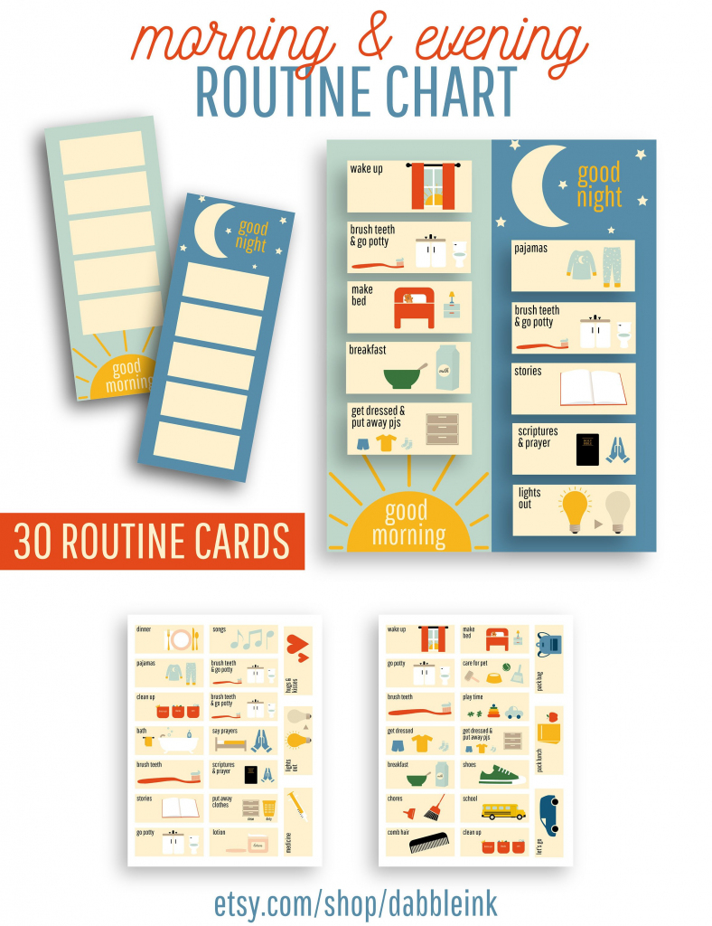 Morning And Evening Routine Chart I Visual Routine Cards I | Etsy | Printable Routine Cards For Toddlers