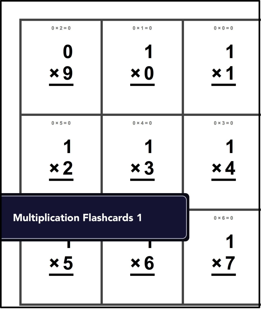 print out math flash cards