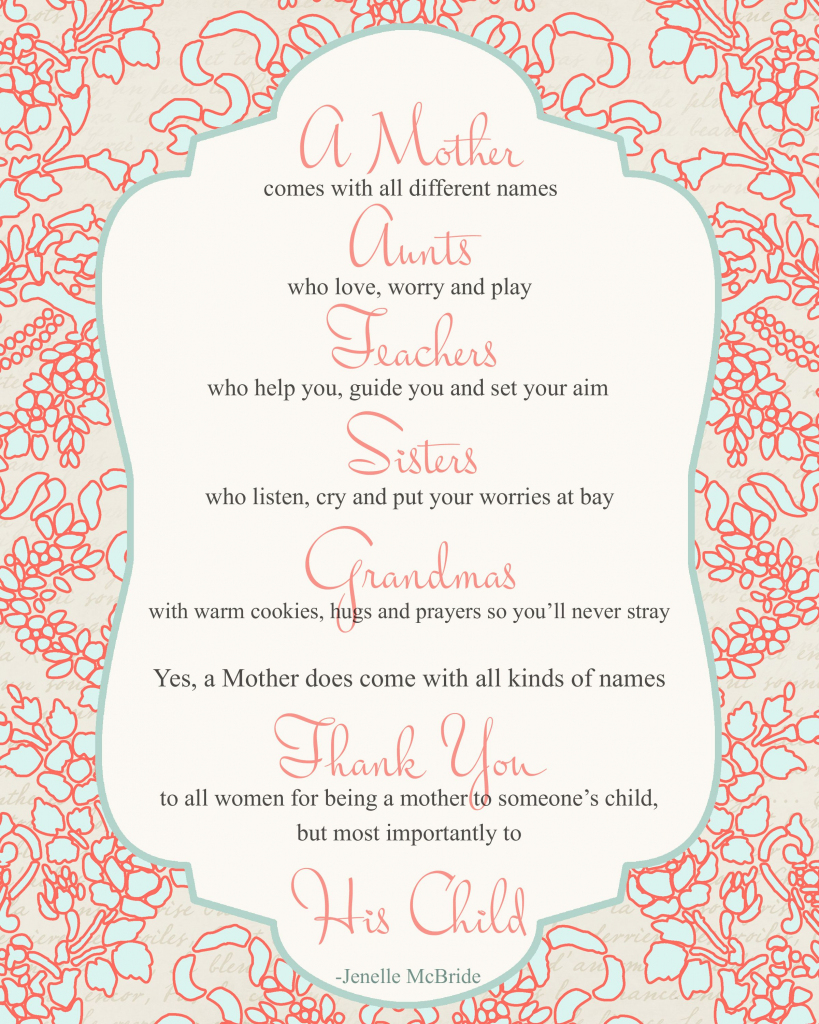 Mother&amp;#039;s Day Poem For All Women {Printable} - Big Ideas Little Cents | Mothers Day Poems Cards Printable