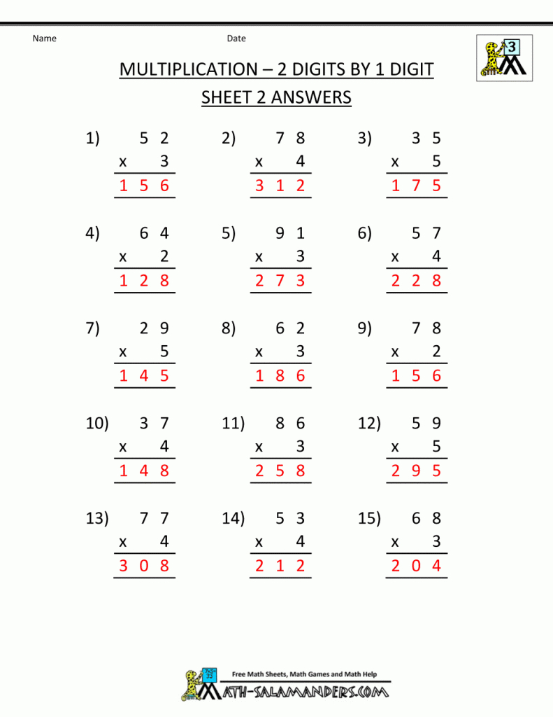 Multiplication Practice Worksheets Grade 3 | Printable Window Card Addition