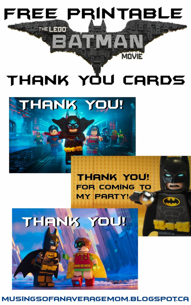 Musings Of An Average Mom: Lego Batman Thank You Cards | Batman Thank You Cards Printable
