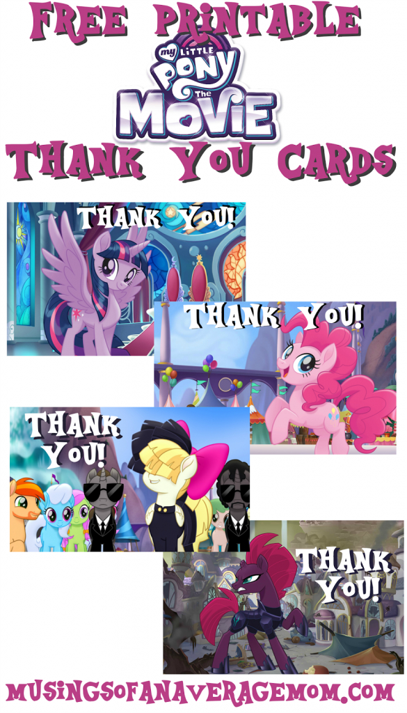 Musings Of An Average Mom: My Little Pony Movie Thank You Cards | Free Printable My Little Pony Thank You Cards