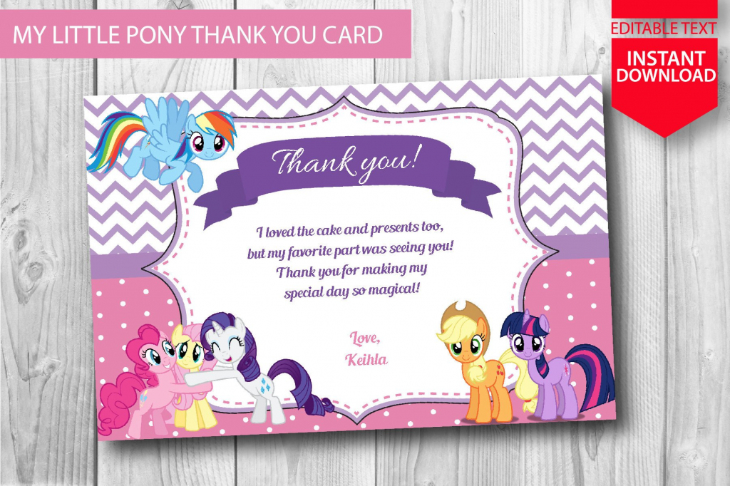 My Little Pony Thank You Card Instant Download Editable | Etsy | Free Printable My Little Pony Thank You Cards