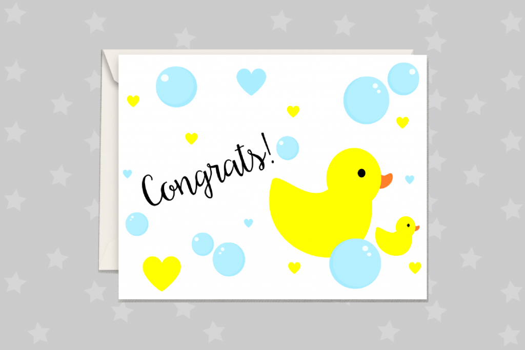 New Baby Card, Rubber Duck Greeting Card Printable | Baby Greeting Cards Printable