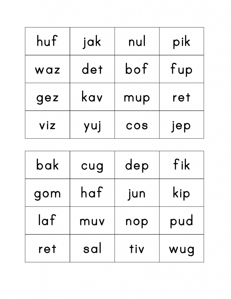 Nonsense Word Flash Cards Printables Printable Card Free