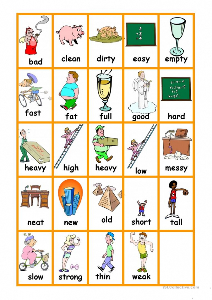 Opposites Card Game Worksheet - Free Esl Printable Worksheets Made | Esl Card Games Printable