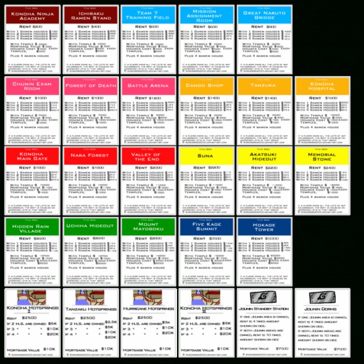 printable monopoly board and cards original