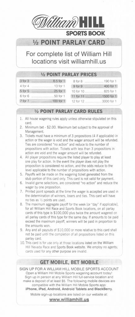Parlay Bets In The Nfl | Free Printable Parlay Cards