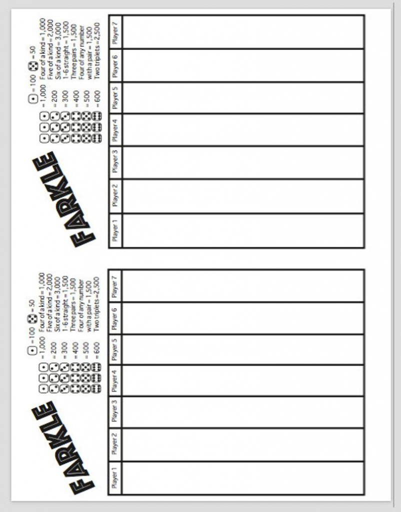 printable rules for farkle