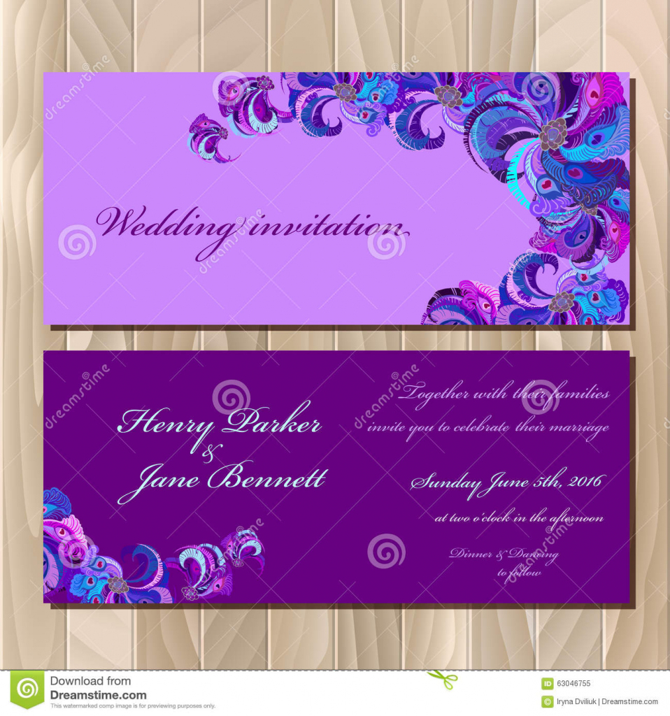 Peacock Feathers Wedding Invitation Card. Printable Vector | Printable Invitation Card Stock