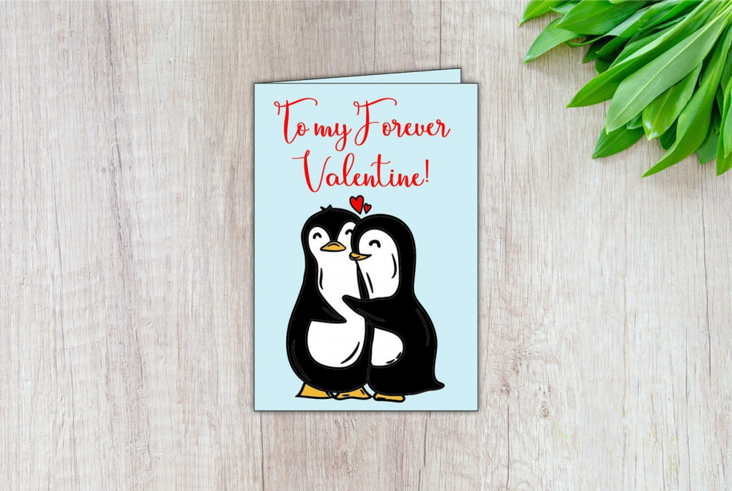 Penguin Valentine Card Digital Valentine Card Printable | Etsy | Printable Penguin Valentine Cards