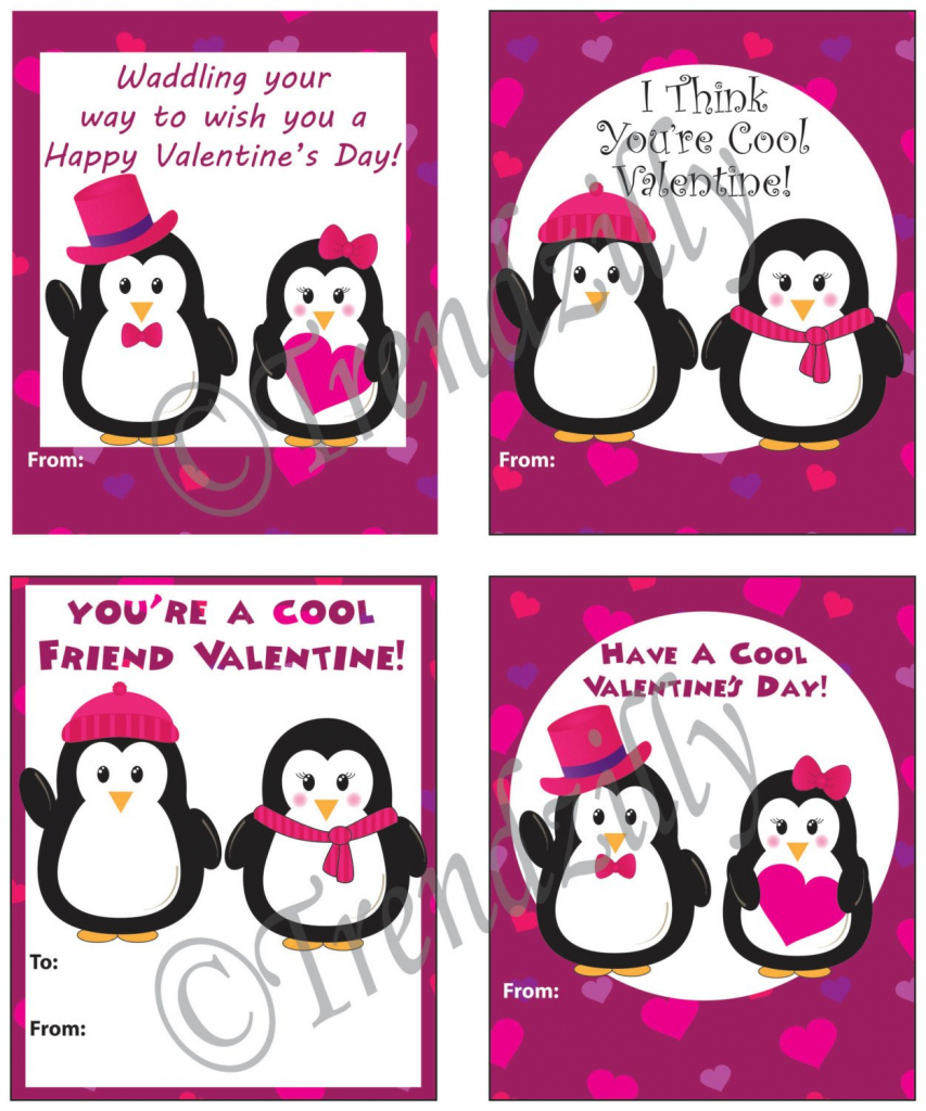 Penguin Valentine, Printable Kids Valentine Cards, Valentines Day | Printable Penguin Valentine Cards