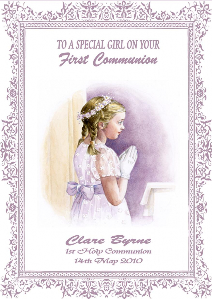 Personalised Girl Communion Card Design 2 | 1St Communion Cards Printable