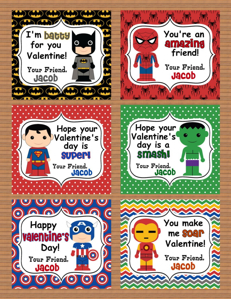 Personalized Superheroes Boys Valentine Class Cards Por Susanefird | Free Printable Superman Valentine Cards