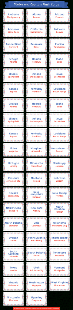 Pinmuse Printables On Flash Cards At Flashcardfox | States | State Capitals Flash Cards Printable