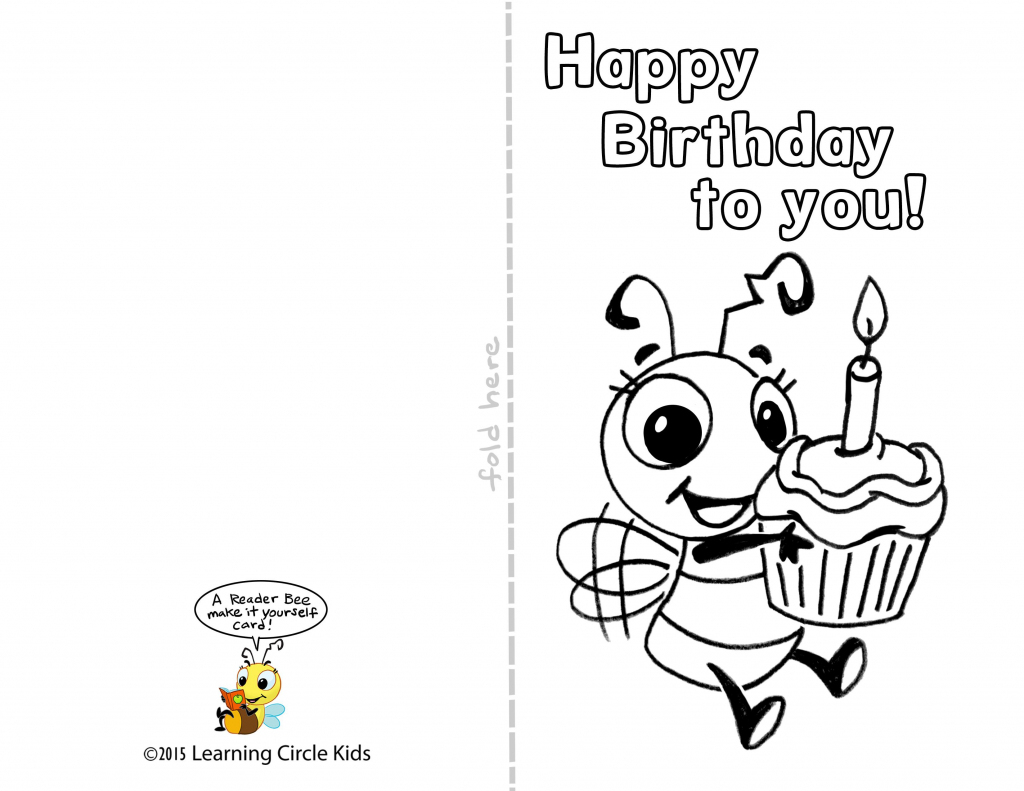 Pinreader Bee On Birthday Celebration - Bee Style | Free | Free Printable Birthday Cards For Kids