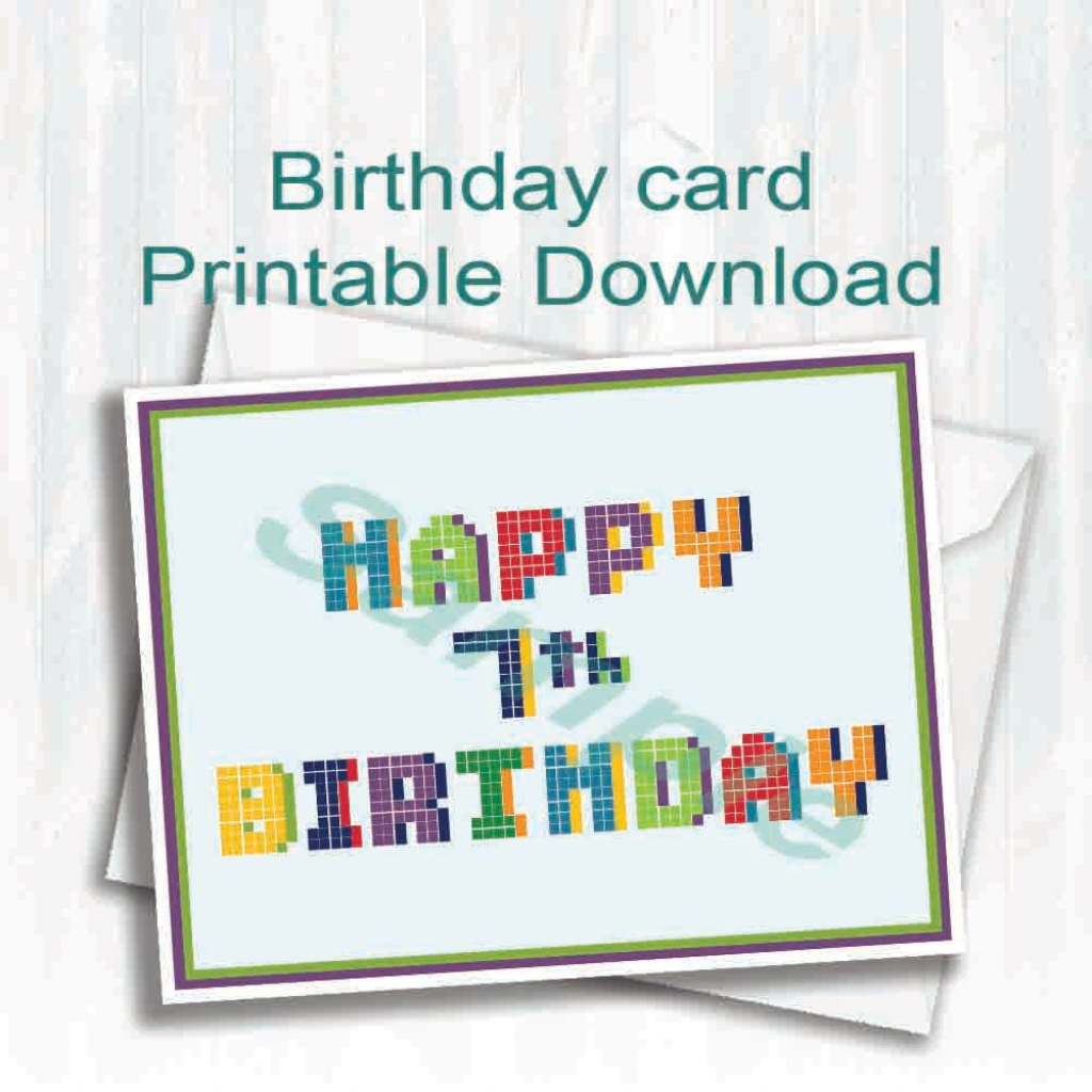 Pixel,birthday Card,happy 7Th Birthday,digital Download | 7Th Birthday Card Printable