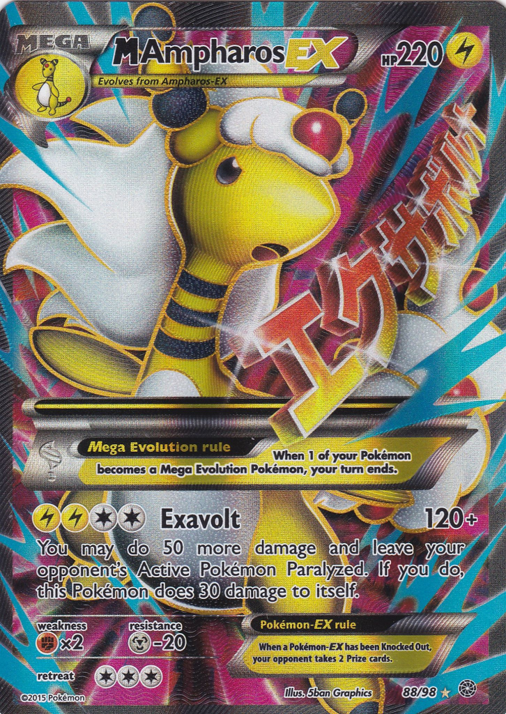 Pokemon Card - Mega Ampharos Ex 88 98 - Full Art - Xy Ancient | Printable Pokemon Cards Mega Ex