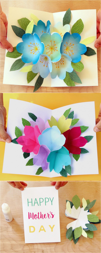 Pop Up Flowers Diy Printable Mother&amp;#039;s Day Card - A Piece Of Rainbow | Free Printable Pop Up Birthday Card Templates