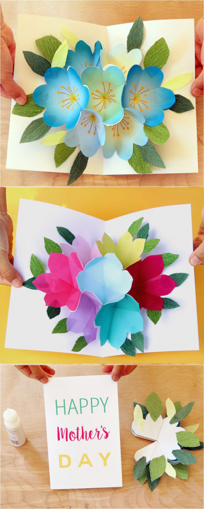 Pop Up Flowers Diy Printable Mother&amp;#039;s Day Card - A Piece Of Rainbow | Homemade Card Templates Printable