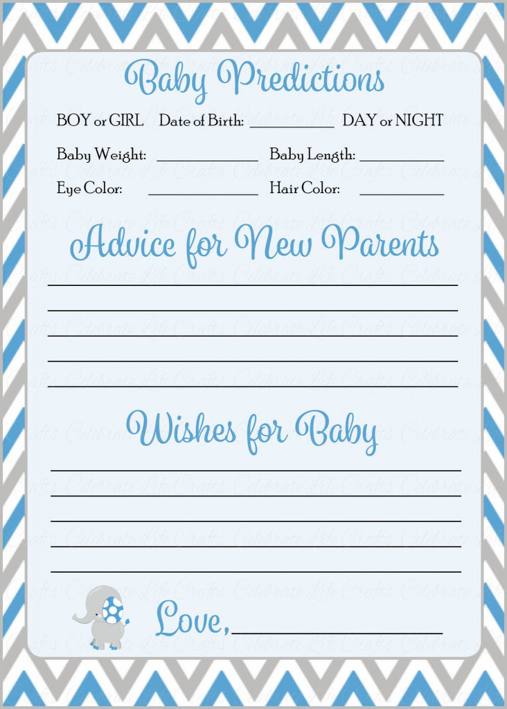 Prediction &amp;amp; Advice Cards - Printable Download - Blue &amp;amp; Gray Baby | Baby Prediction And Advice Cards Free Printable