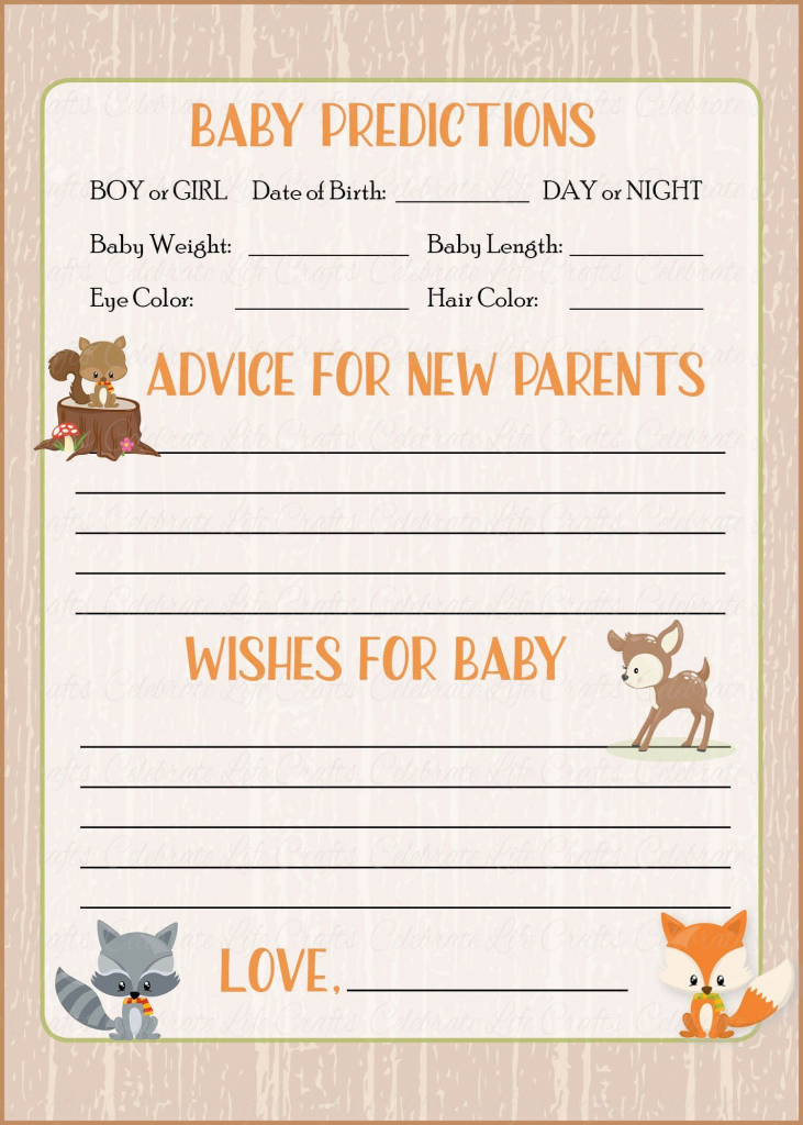 Prediction &amp;amp; Advice Cards - Printable Download - Forest Animals | Baby Prediction And Advice Cards Free Printable