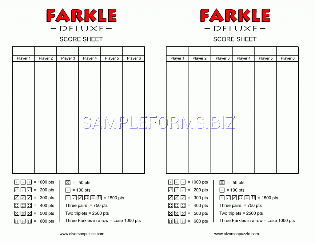 Preview Pdf Farkle Score Cards, 1 | Farkle Score Card Printable