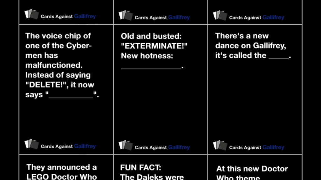 Print Out The Doctor Who Version Of Cards Against Humanity Right Now | Cards Against Humanity Printable