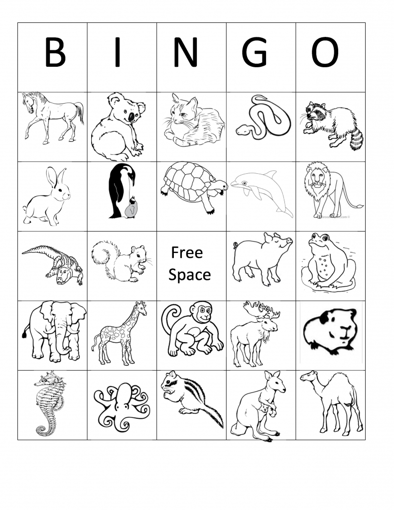 Printable Animal Bingo Card 6 Black And White Coloring Sheet | Printable Cards For Kids