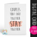 Printable Anniversary Card, Fart Anniversary, Romantic Card, Couples | Funny Printable Anniversary Cards