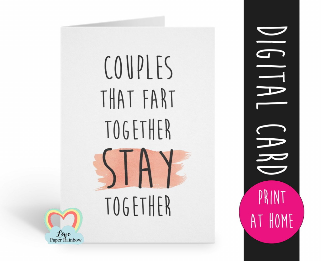 Printable Anniversary Card, Fart Anniversary, Romantic Card, Couples | Funny Printable Anniversary Cards