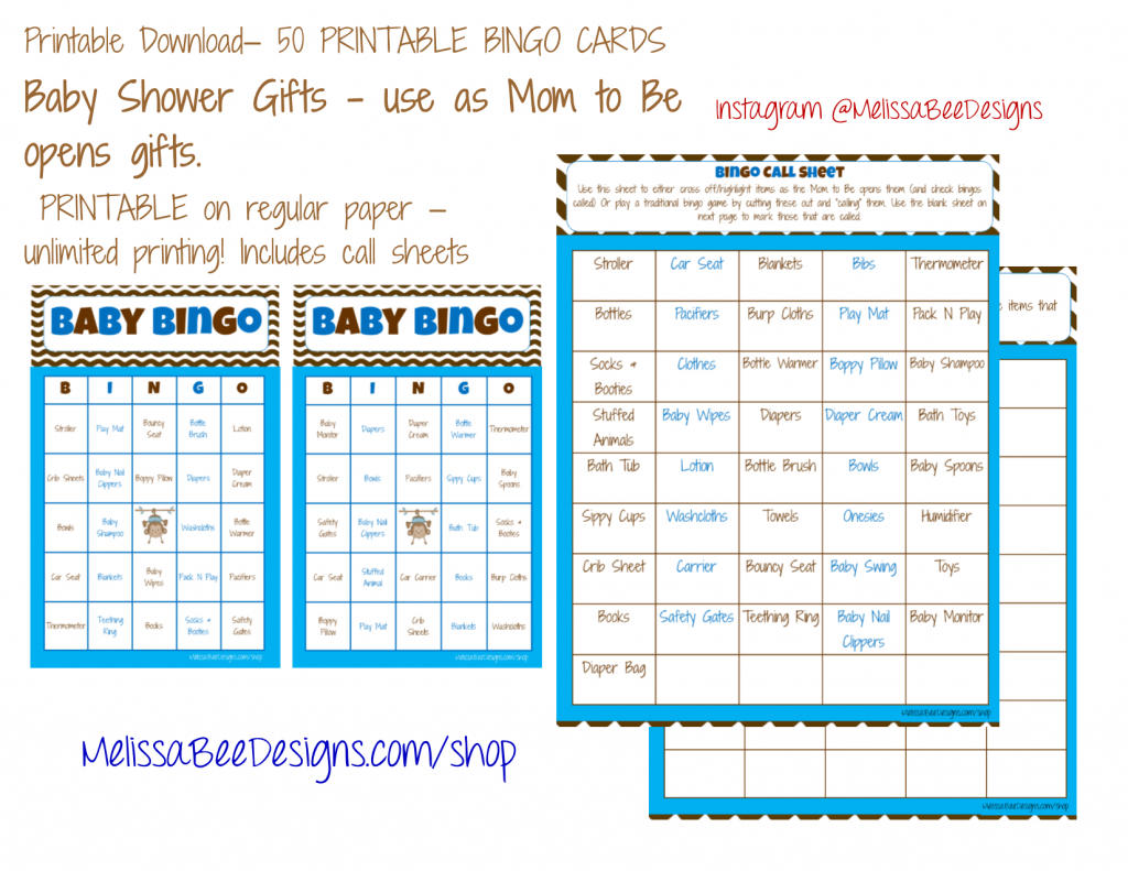 Printable Baby Shower Bingo (Boy) 50 Different Cards 2 Per Page | Cowboy Bingo Printable Cards