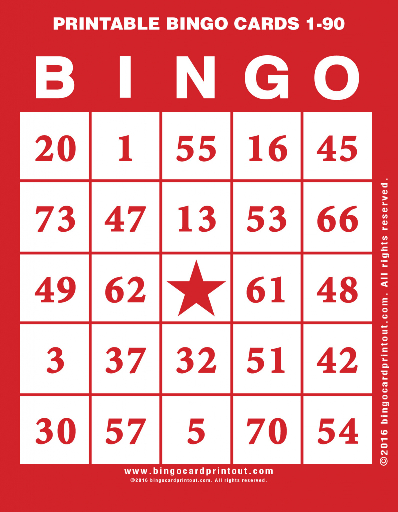 Printable Bingo Cards 1-90 - Bingocardprintout | Bingo Cards Printables For Numbers