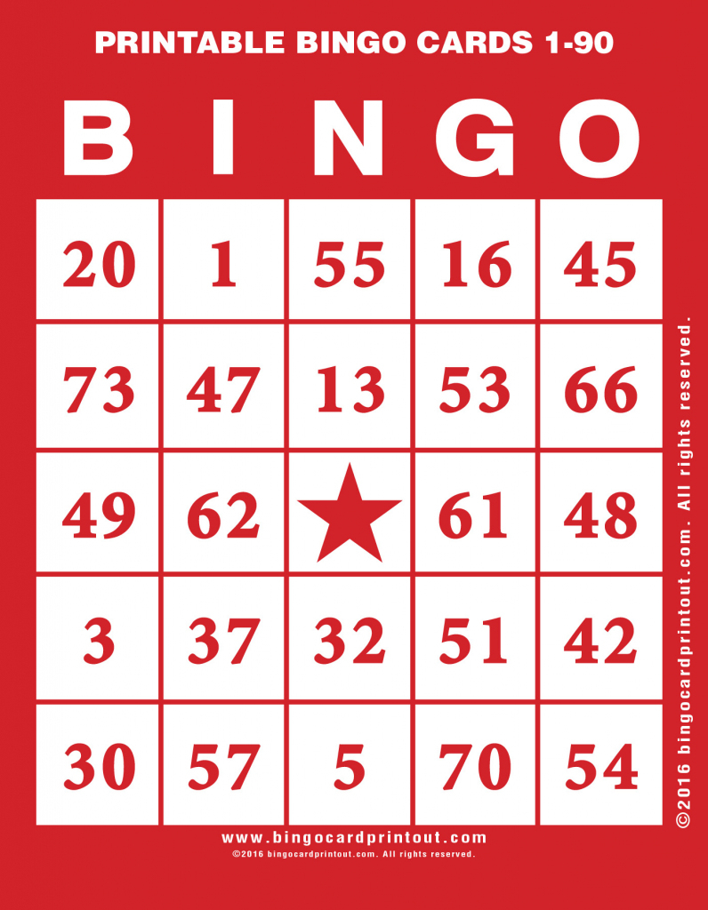 Printable Bingo Cards 1-90 - Bingocardprintout | Printable Bingo Cards 1 20