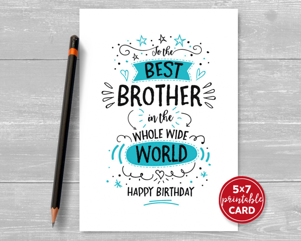Printable Birthday Card For Brother To The Best Brother In | Etsy | Happy Birthday Brother Cards Printable