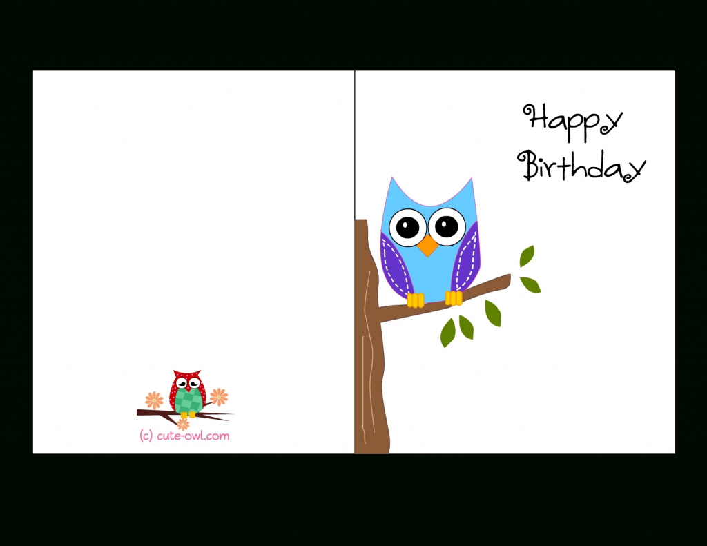 Printable Birthday Cards Foldable Owl | Chart And Printable World | Printable Birthday Cards Foldable