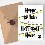 Printable Blank Wizard Birthday Card Badger Black And Yellow | Harry | Harry Potter Birthday Card Printable