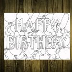 Printable Card To Colour In Happy Birthday With Balloons | Etsy | Make Your Own Printable Card