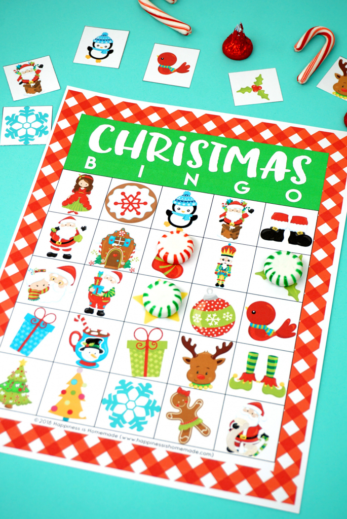 Printable Christmas Bingo Game - Happiness Is Homemade | Kid Christmas Bingo Card Printables