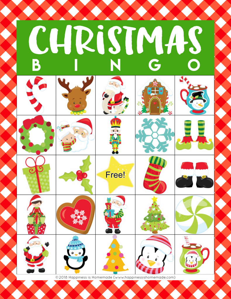 Printable Christmas Bingo Game - Happiness Is Homemade | Kid Christmas Bingo Card Printables