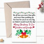 Printable Christmas Card Greeting For Grandma Grandpa | Printable Christmas Greeting Cards